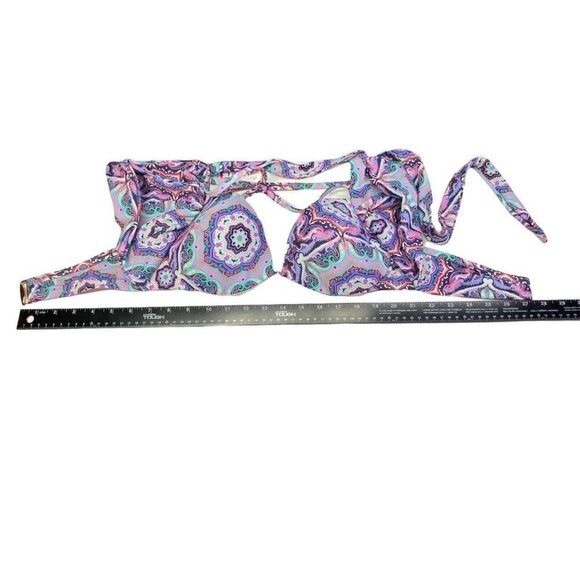 VICTORIA SECRET The Wrap Halter Bikini Top Multicolor 34D 56-7 - Picture 6 of 10